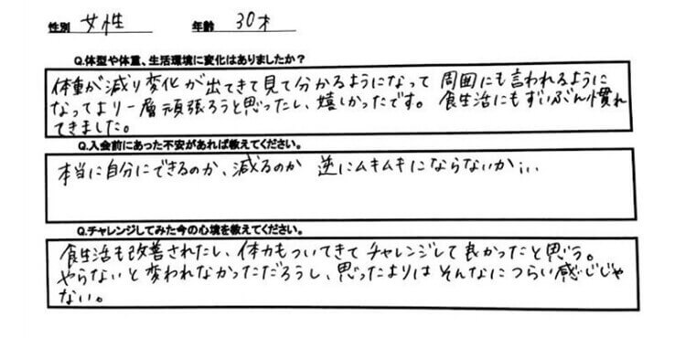 お客様アンケート結果