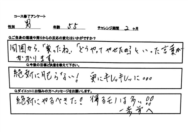 これから更なる目標を設定してボディメイクに取り組まれるとのことです。とても嬉しく思います。