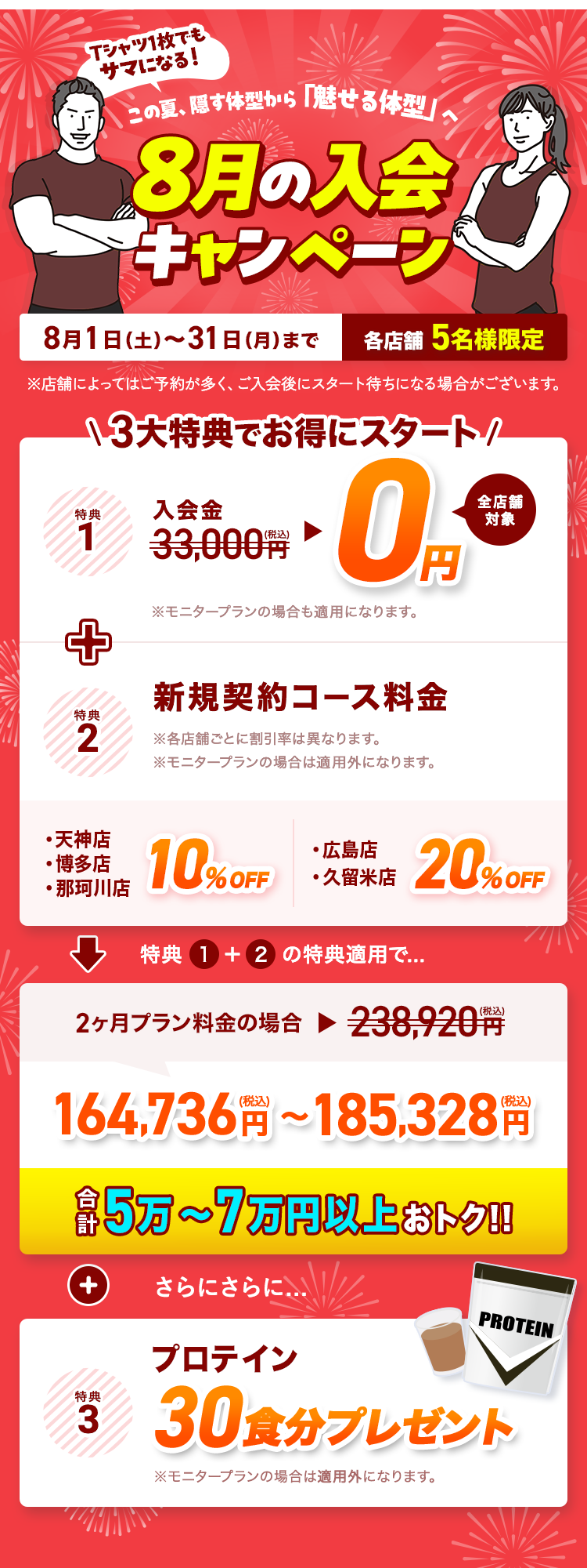【8月の入会キャンペーン】Tシャツ1枚でもサマになる。この夏、隠す体型から「魅せる体型」へ