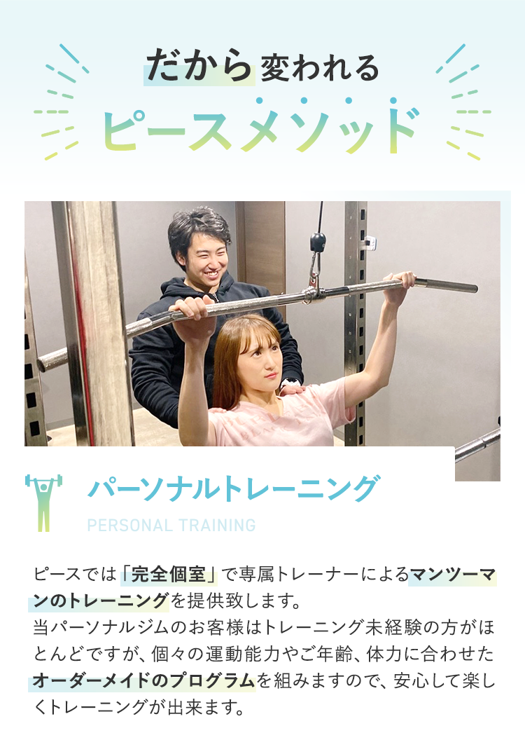 だから変われるピースメソッド　1.パーソナルトレーニング